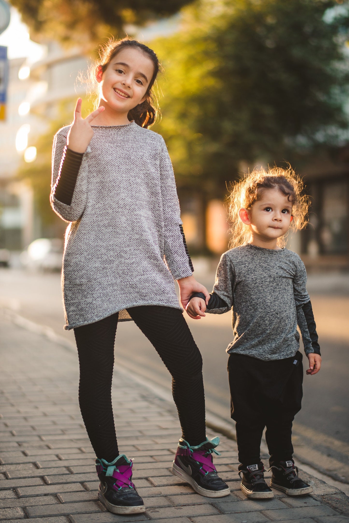 Cotton Boys Long Sleeve Top With Leather Sleeve Detail