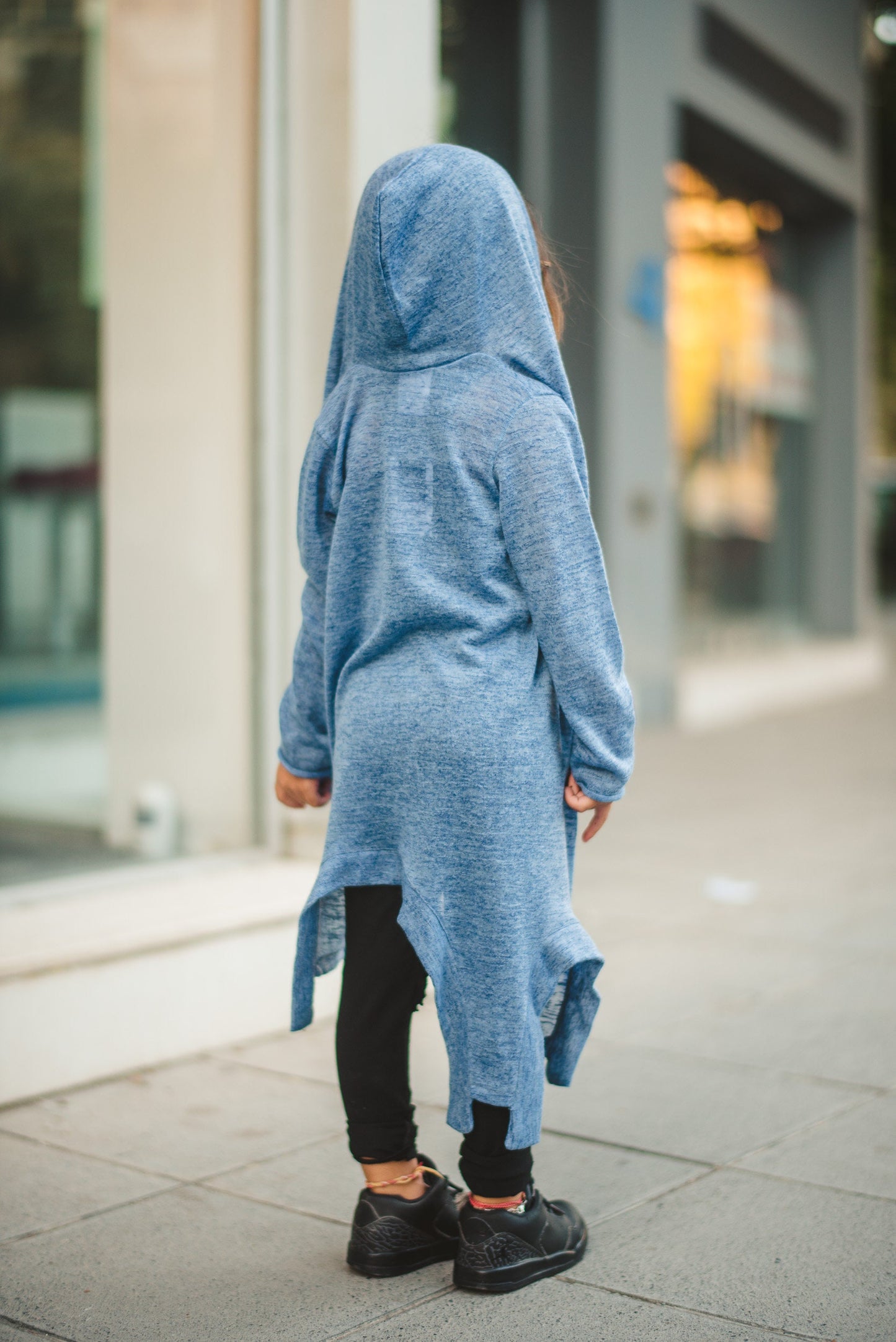 Girls Asymmetric Hooded Cardigan