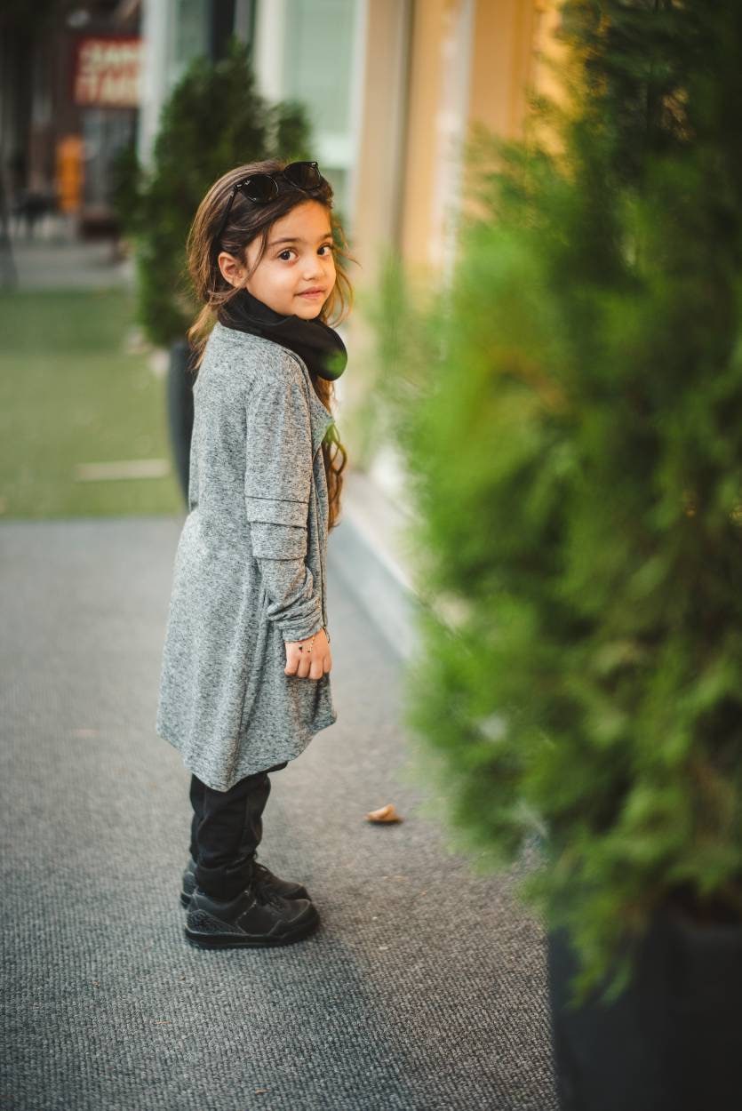 Girls Asymmetric Long Cardigan / Girls Edgy Open Front Cardigan