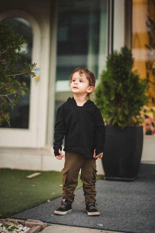 Kids Edgy Hood Sweater With Thumb Holes