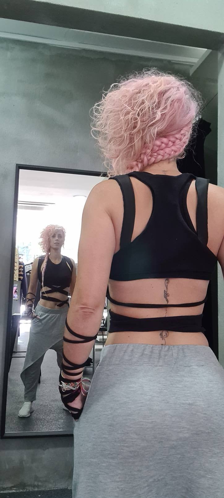 Drop Crotch Pants Layered With Skirt