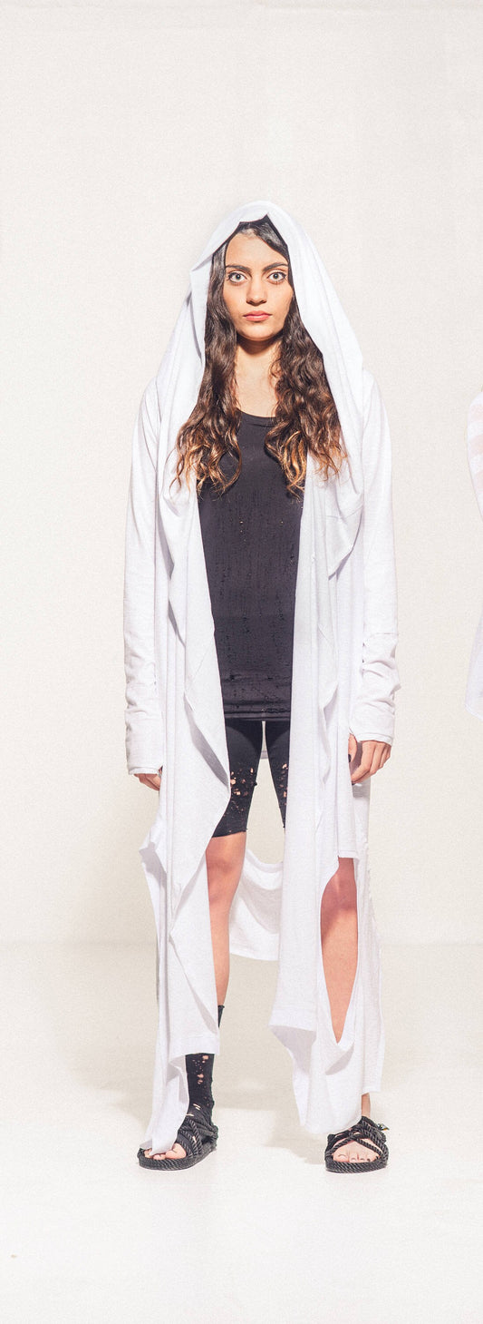 Women's Long Asymmetric Hooded Cardigan
