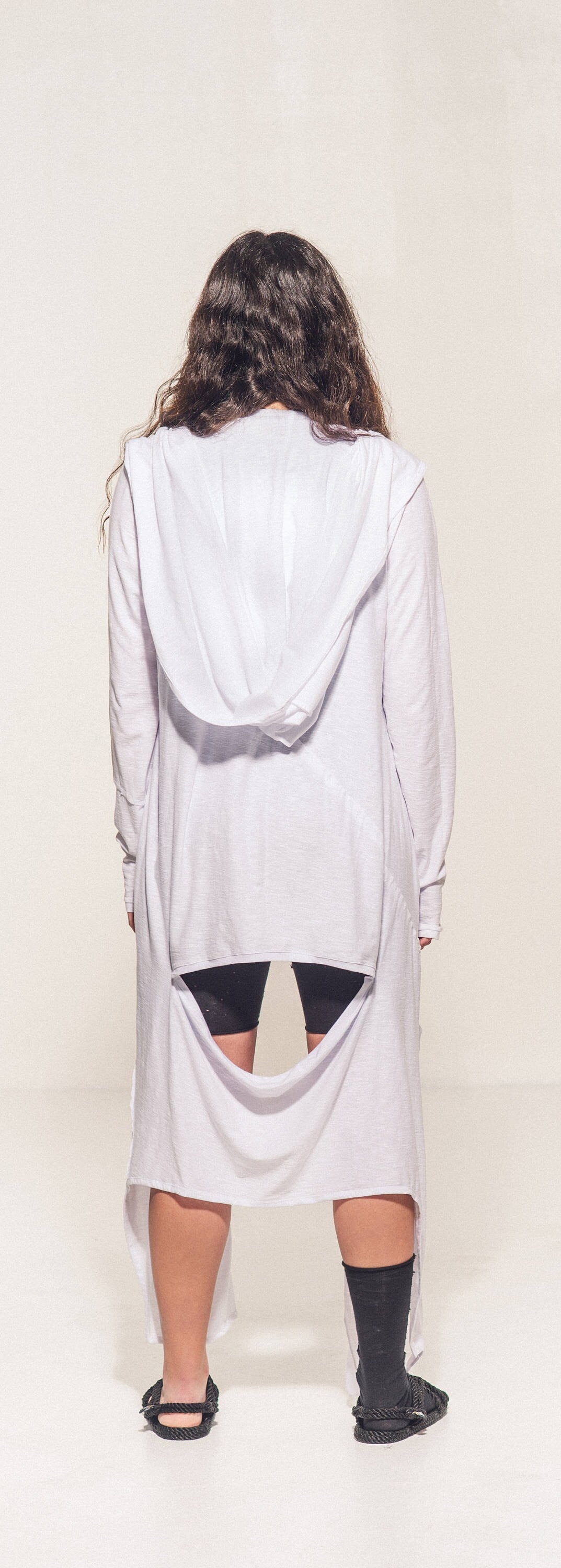 Women's Long Asymmetric Hooded Cardigan