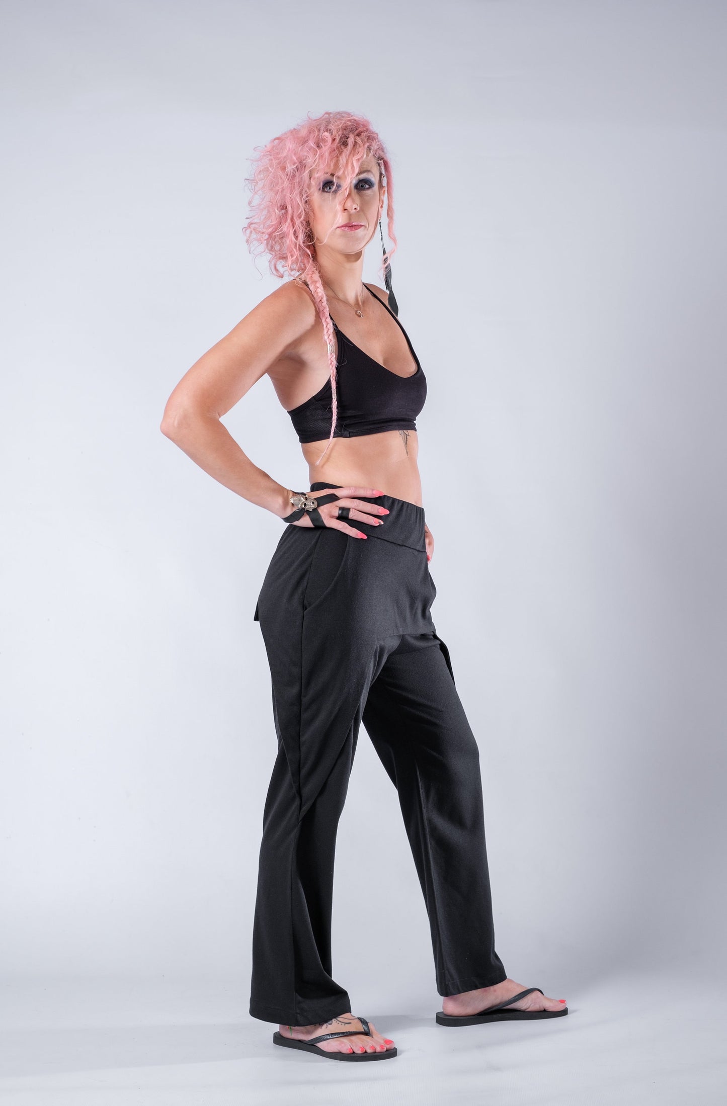 Straight Pants With Overlay Skirt