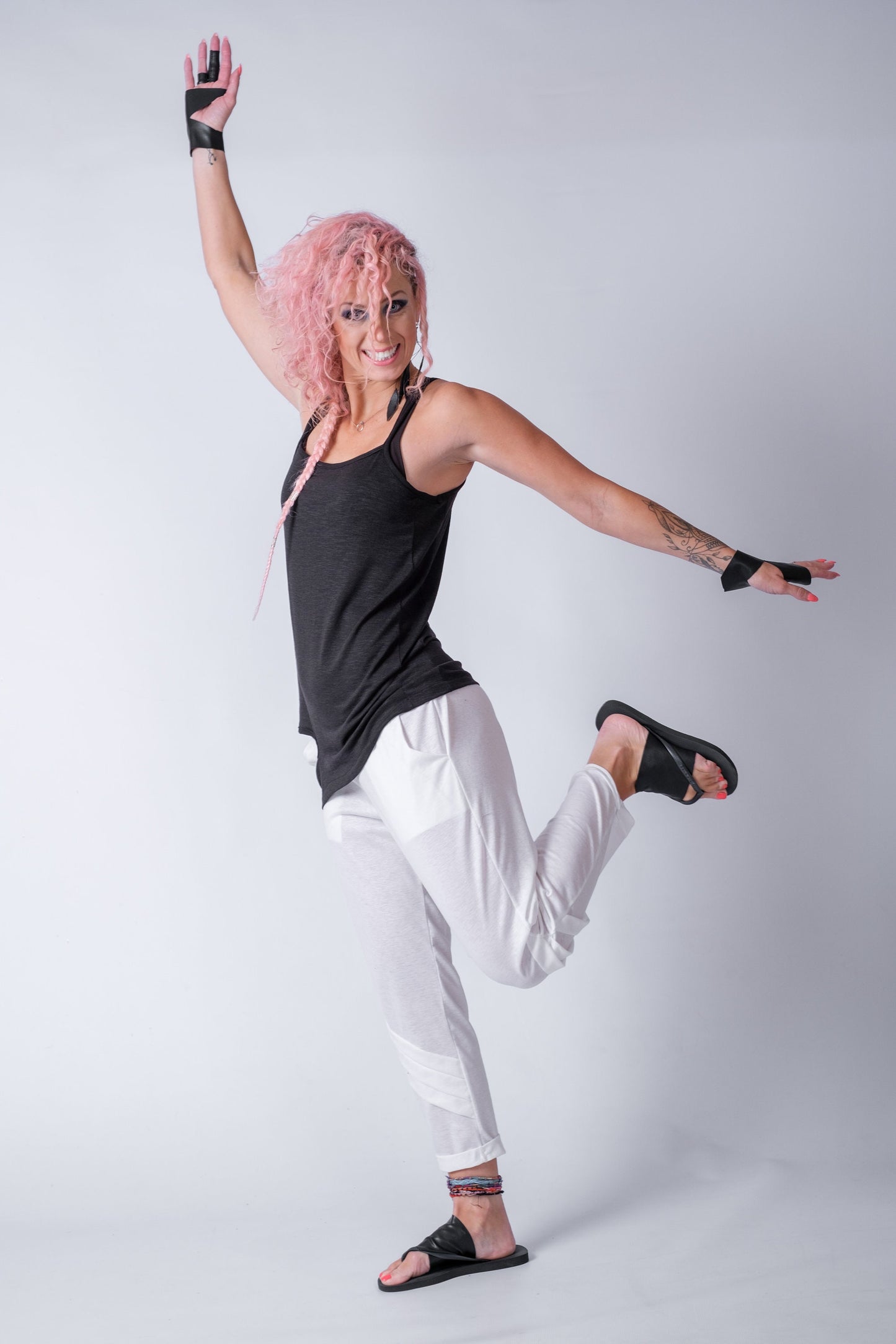 Side Slit Strappy Top with Long Hem