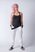 Side Slit Strappy Top with Long Hem