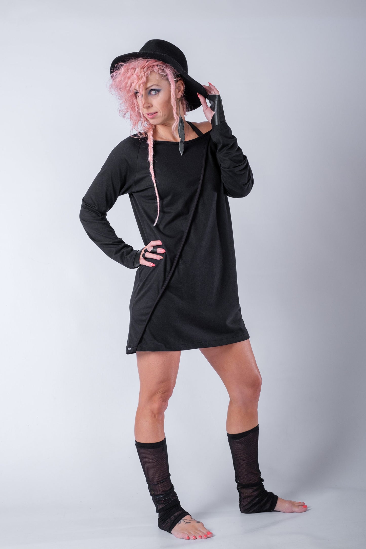 Off Shoulder Long Sleeve Mini Dress