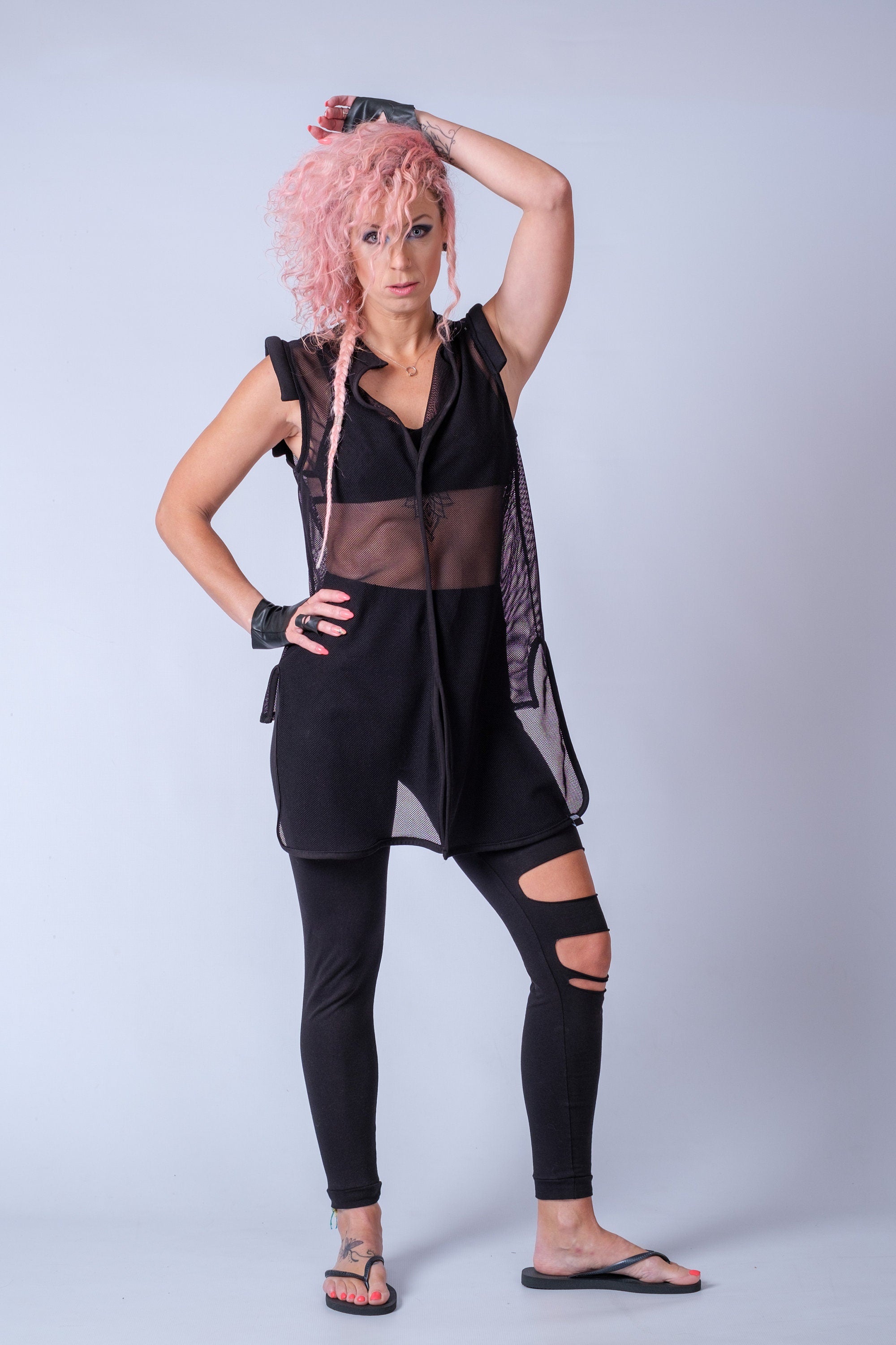 Basic Ripped Leggings / Women's Cotton Ripped Pants