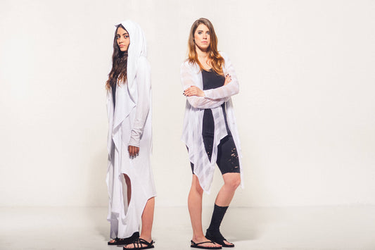 Women's Long Asymmetric Hooded Cardigan