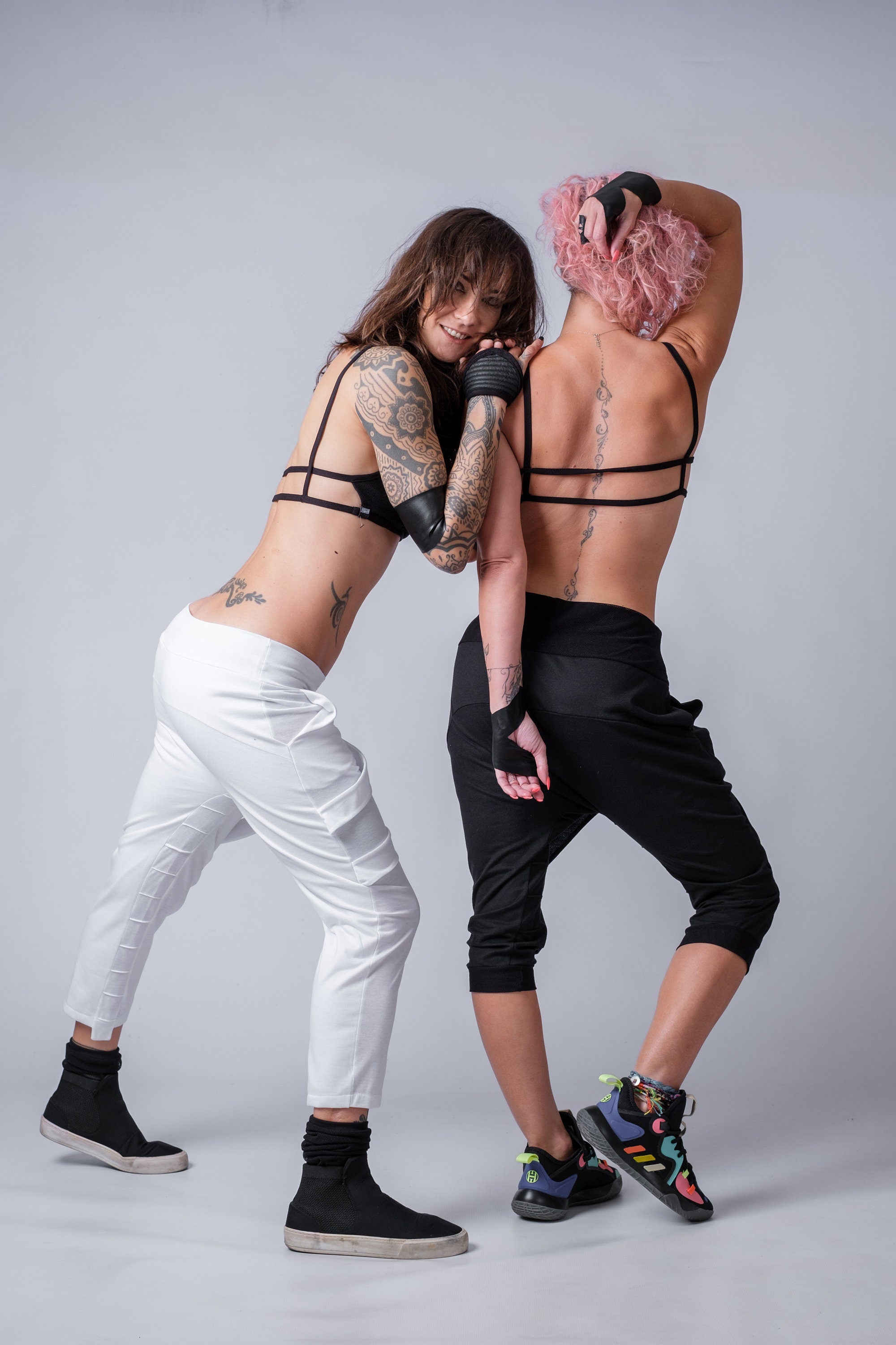 Cyberpunk Pantalon / Low Crotch Pants with Skirt / Women's Capri Pants