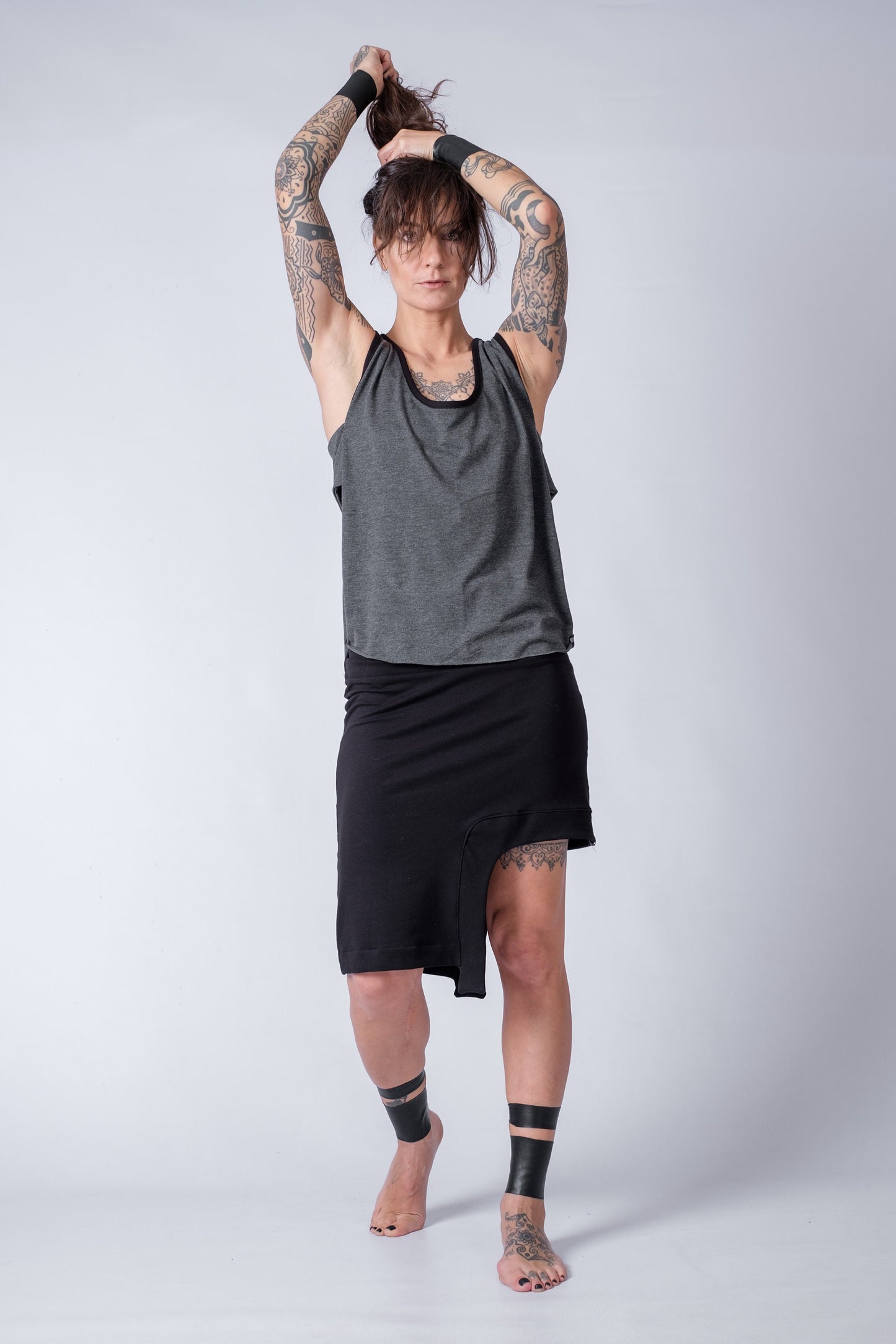 High Waist Asymmetric Mini Skirt