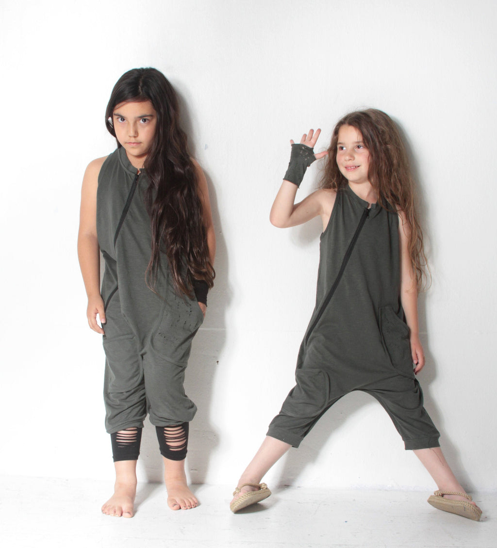 Kids Sleeveless Drop Crotch Jumpsuit