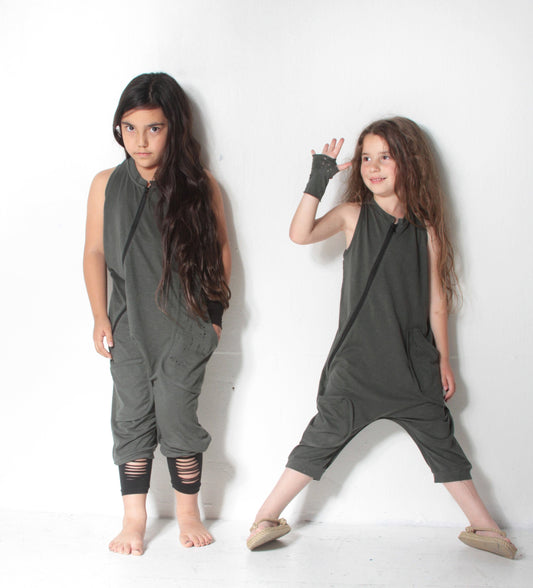 Kids Sleeveless Drop Crotch Jumpsuit