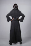 Women's Loose Cotton Trench Coat / Extravagant Long Jacket / Long Collar Top / Black Maxi Tunic / Plus Size Coat / Avant Garde Clothing