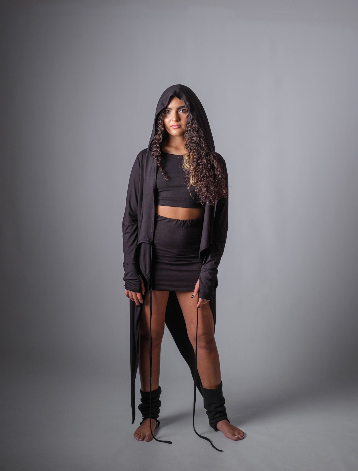 Women's Cotton Lycra Asymmetric Hooded Cardigan