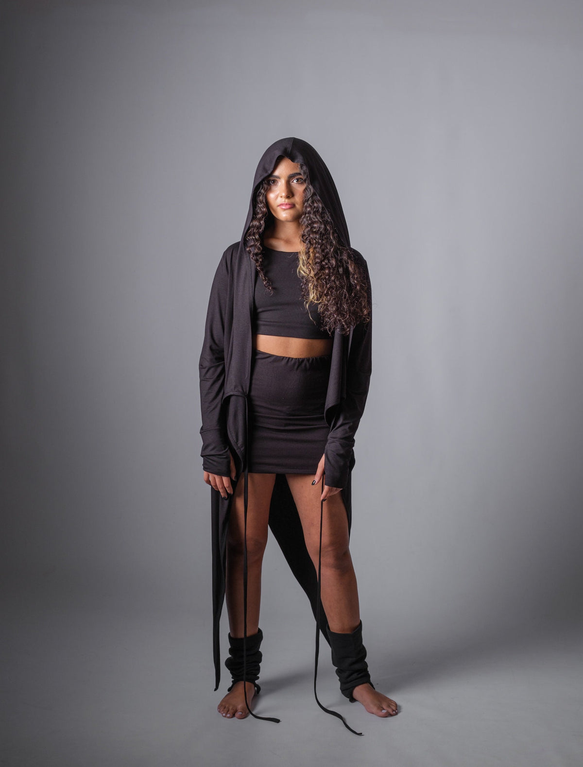 Women's Cotton Lycra Asymmetric Hooded Cardigan