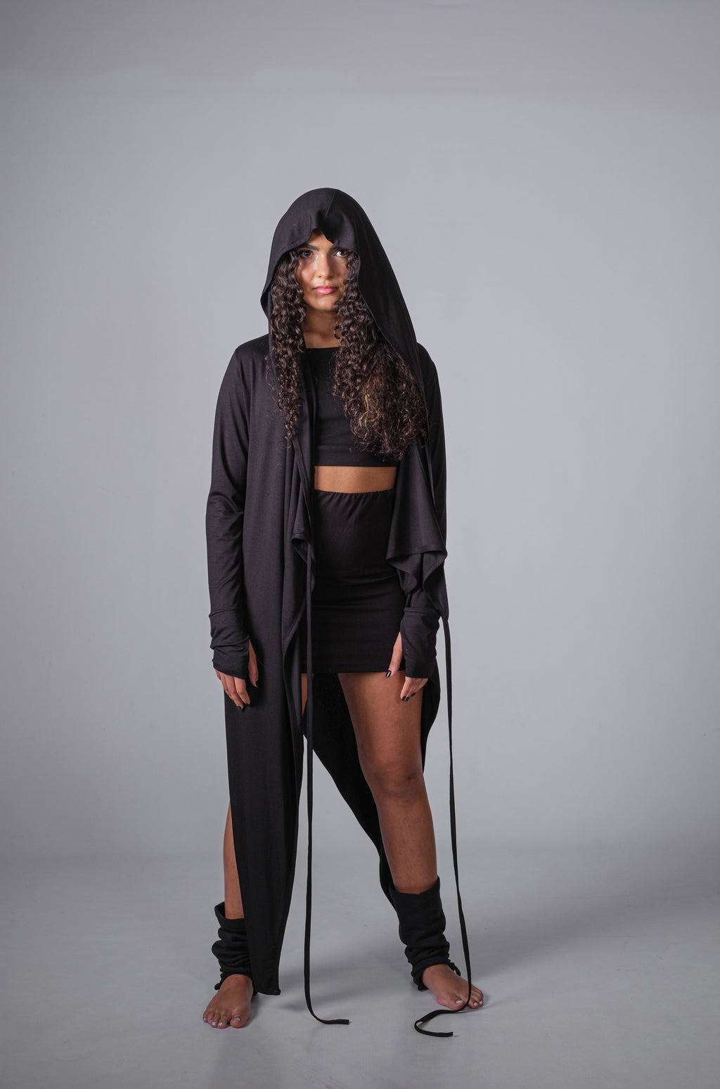 Women's Cotton Lycra Asymmetric Hooded Cardigan