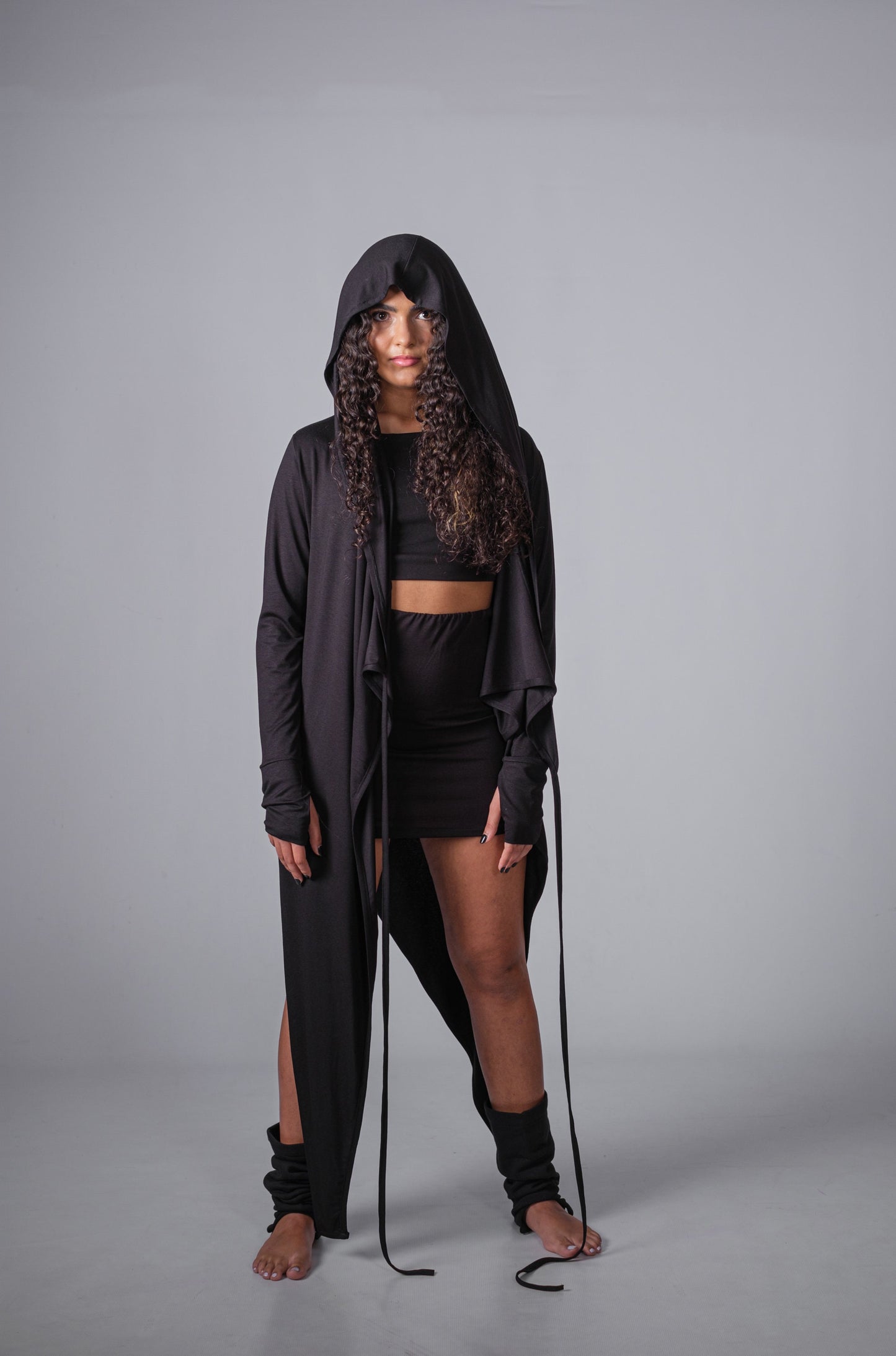 Women's Cotton Lycra Asymmetric Hooded Cardigan