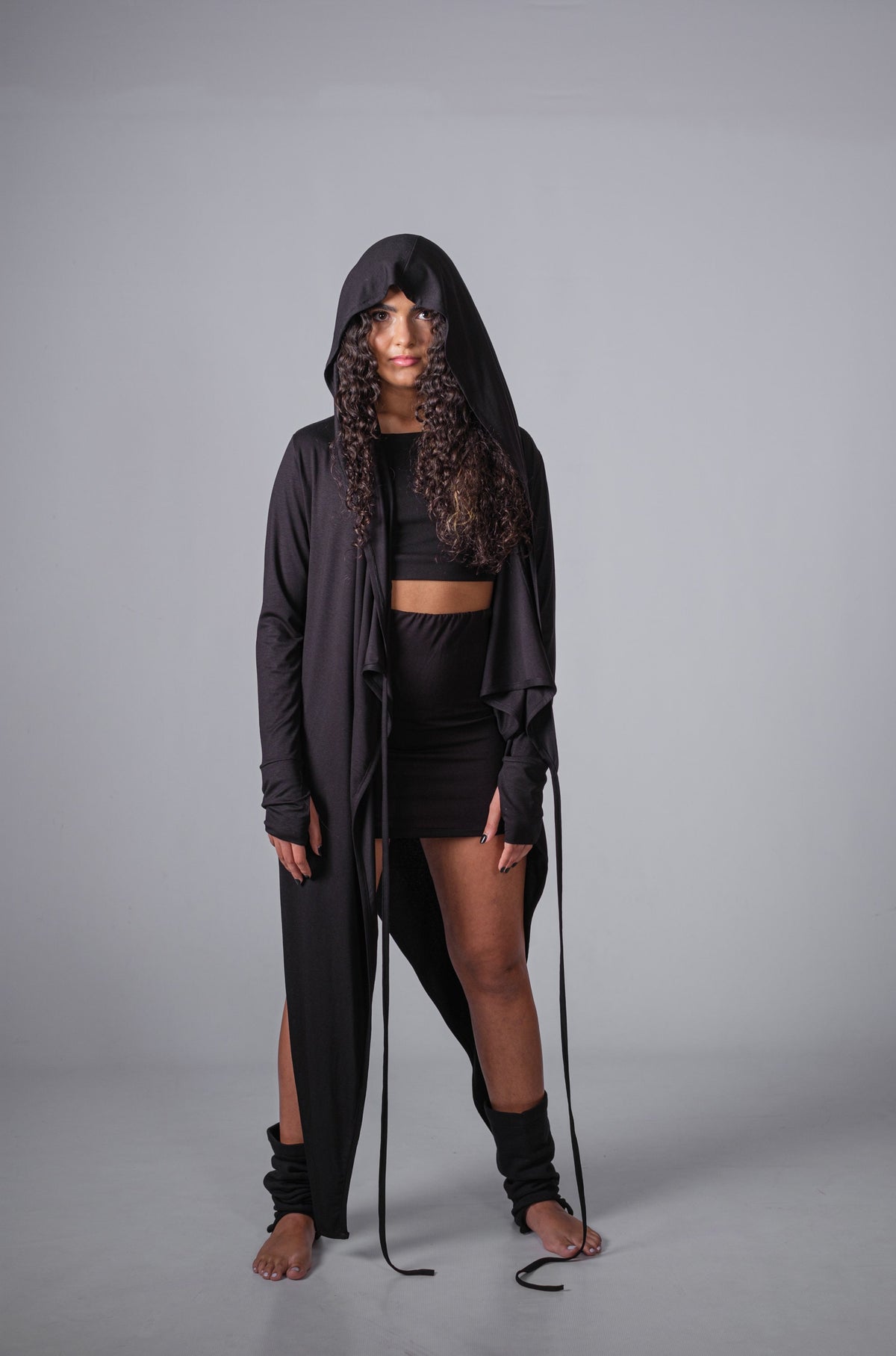 Women's Cotton Lycra Asymmetric Hooded Cardigan