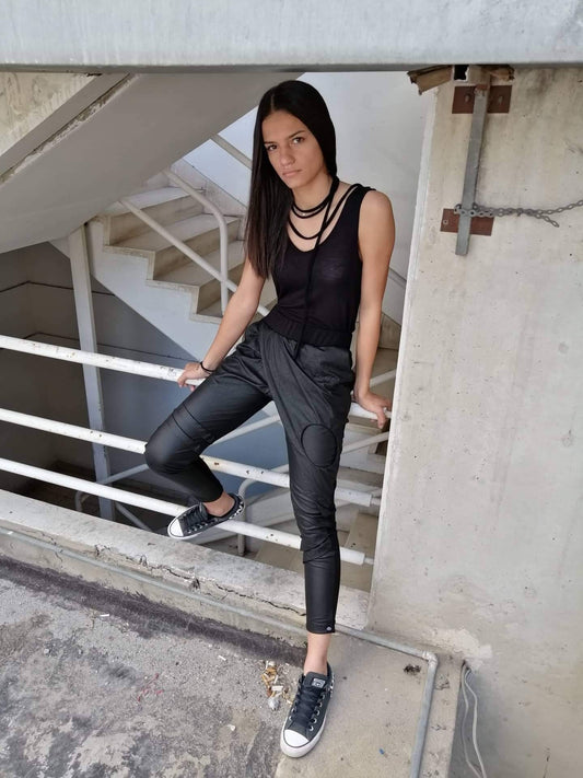 Urban Faux Leather Hem Relaxed Pants