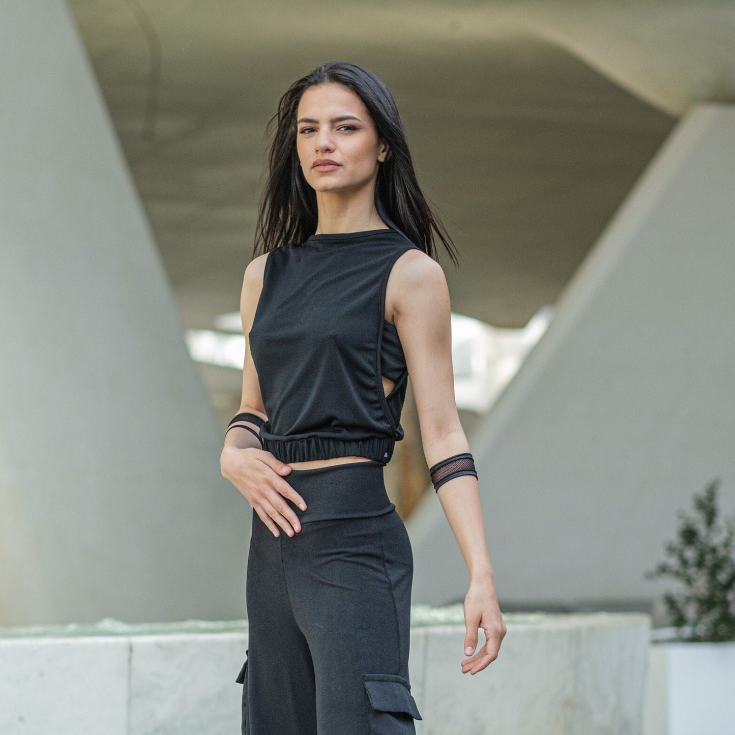 Black Sleeveless Cut Out Top