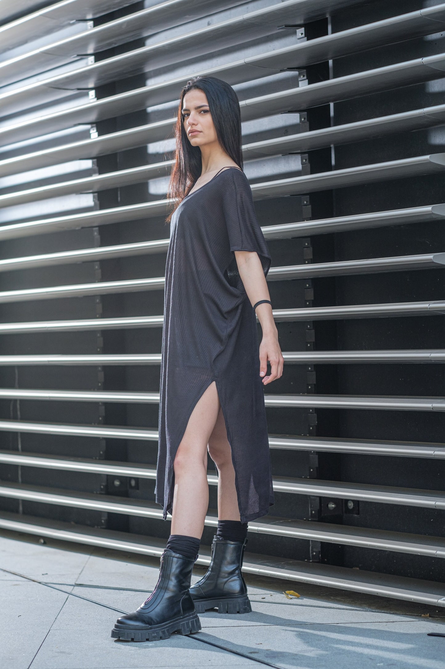 Women's Black Oversized Long Tunic