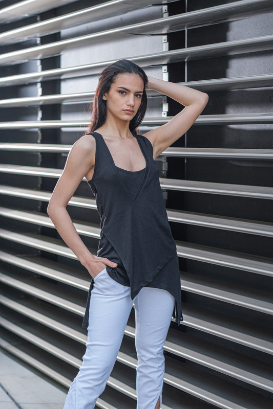 Women's Sleeveless Black Tank Top