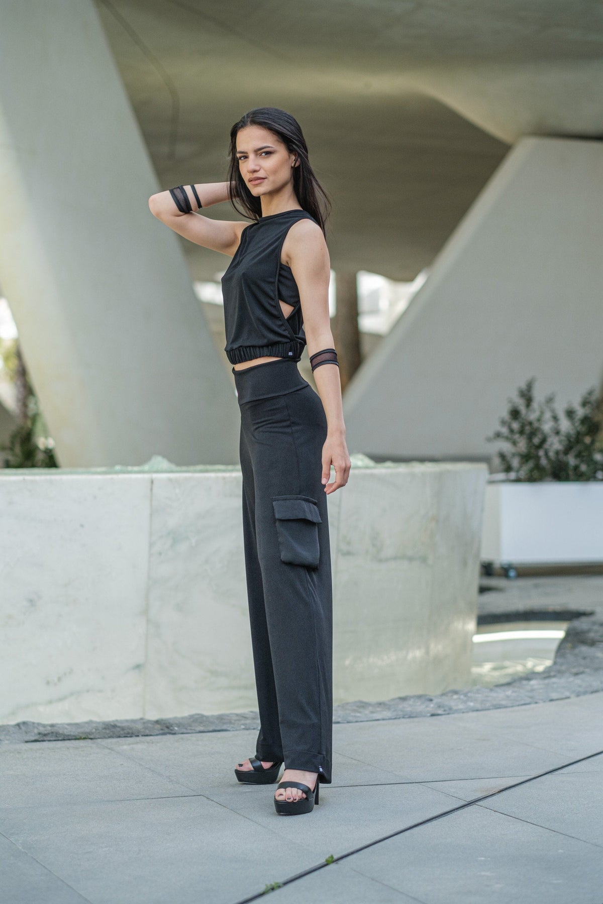 Black Sleeveless Cut Out Top