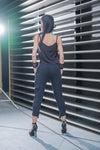 Women's Cotton Drop Crotch Cargo Pants / Low Rise Drop Crotch Trousers / Casual Black Loose Drop Crotch Pants