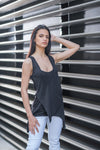 Women's Sleeveless Black Tank Top / Cyberpunk Top / Fitted Top / Casual Loose Top / Cocktail Top / Double Layer Blouse / Relaxed Fit / A Line Top / Basic Top