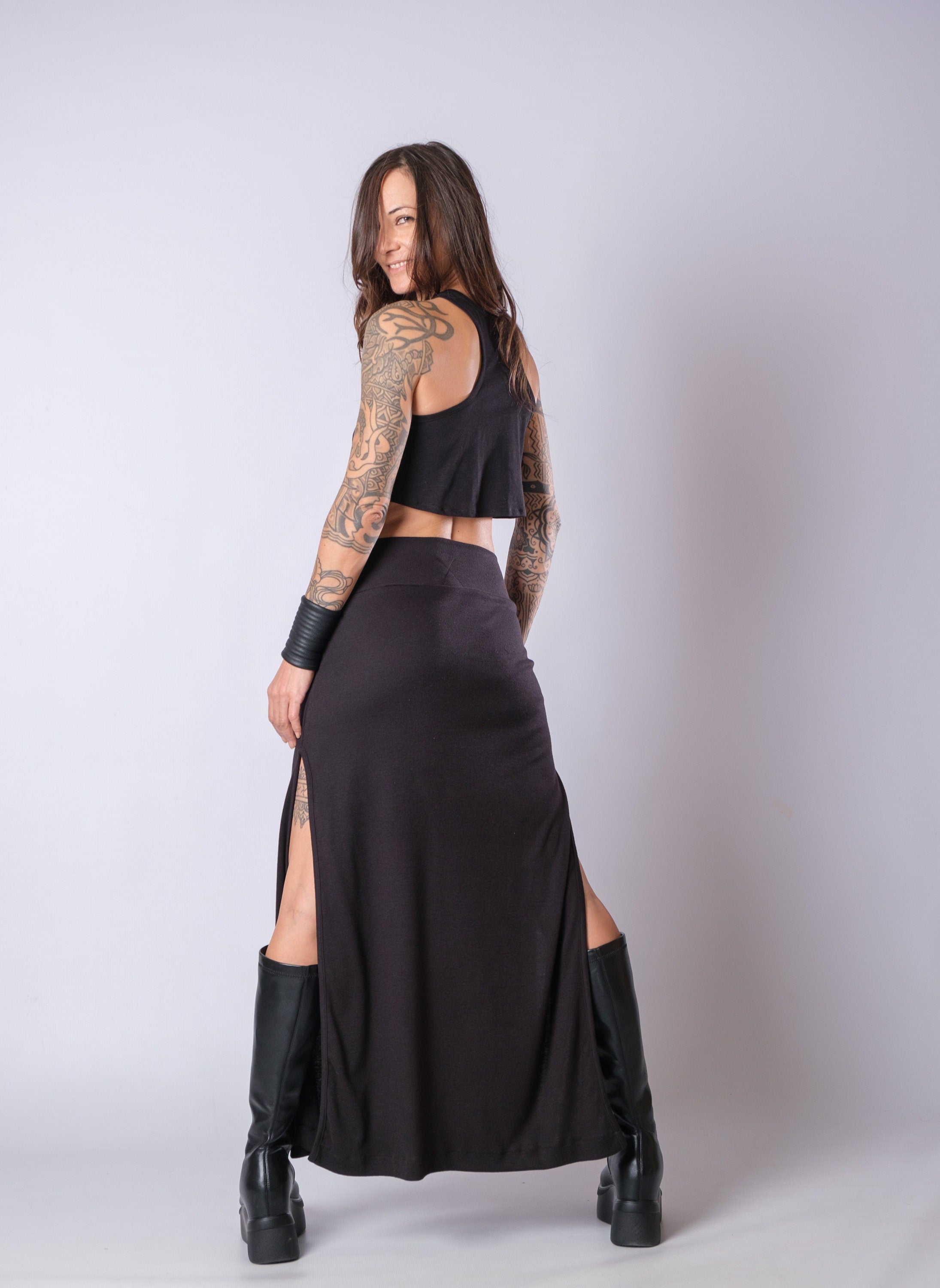 The Warrior High Waisted Split Skirt