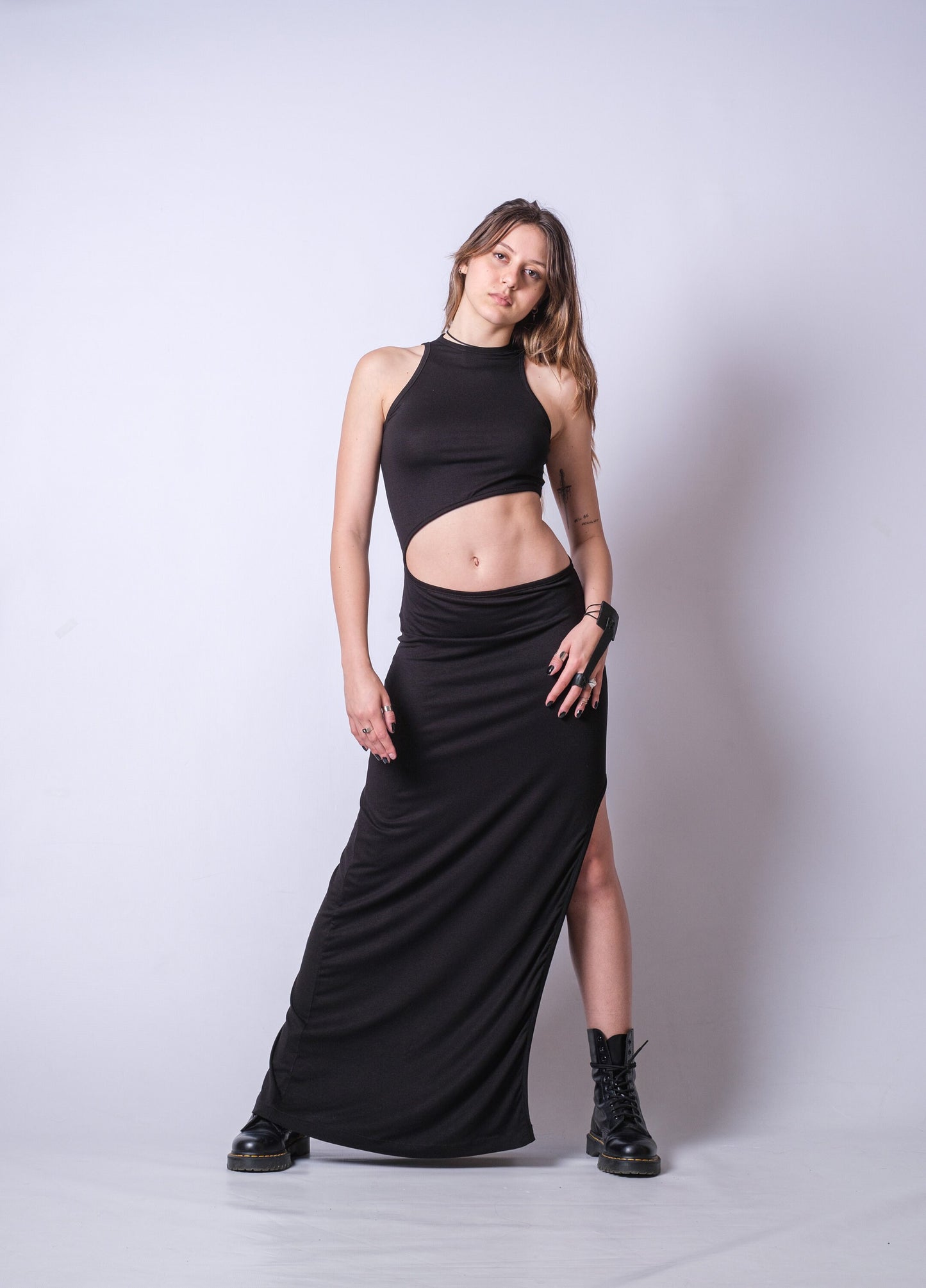 Sleeveless Cut Out Black Dress