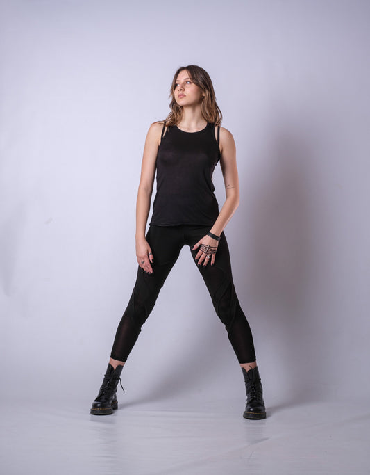 Black Sleeveless Straps Top