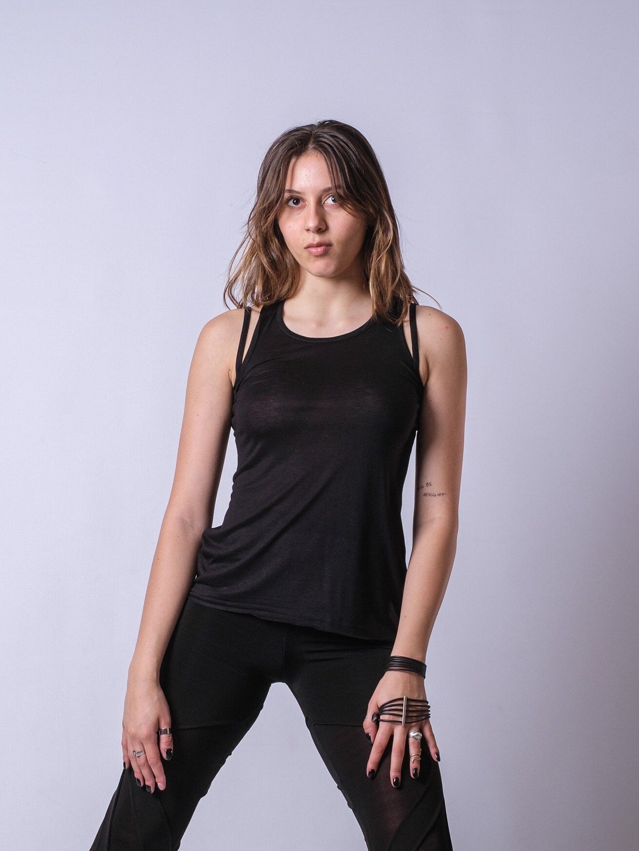 Black Sleeveless Straps Top