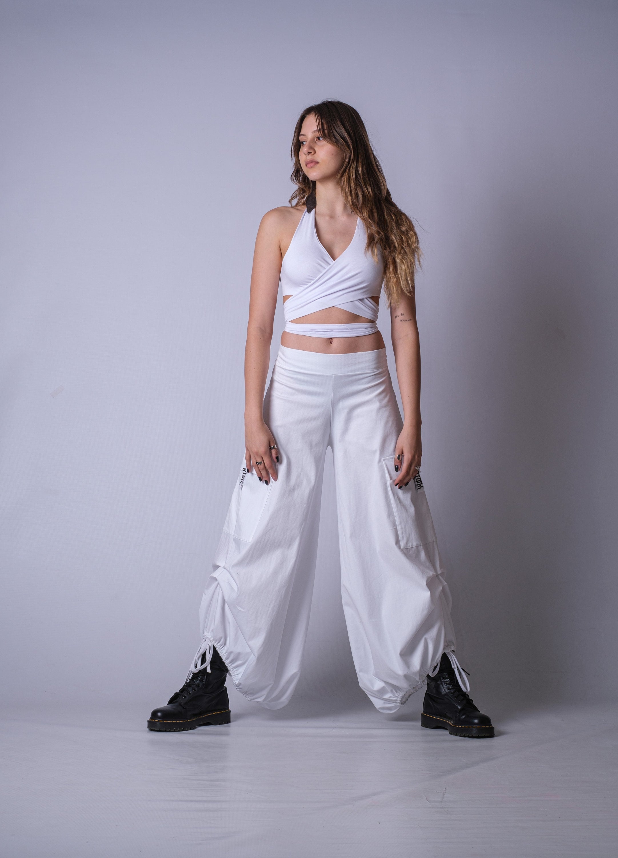 Cotton Wide Maxi Cargo Pants / Hip Hop Wide Leg Cargo Pants / Oversized Cargo Pants / Low Waist Side Pockets Baggy Pants