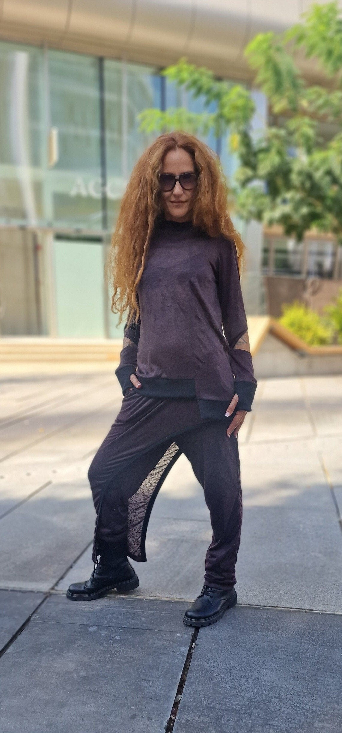 New Asymmetric Cotton Sweatshirt Hoodie With Split Sleeves and Thumbholes