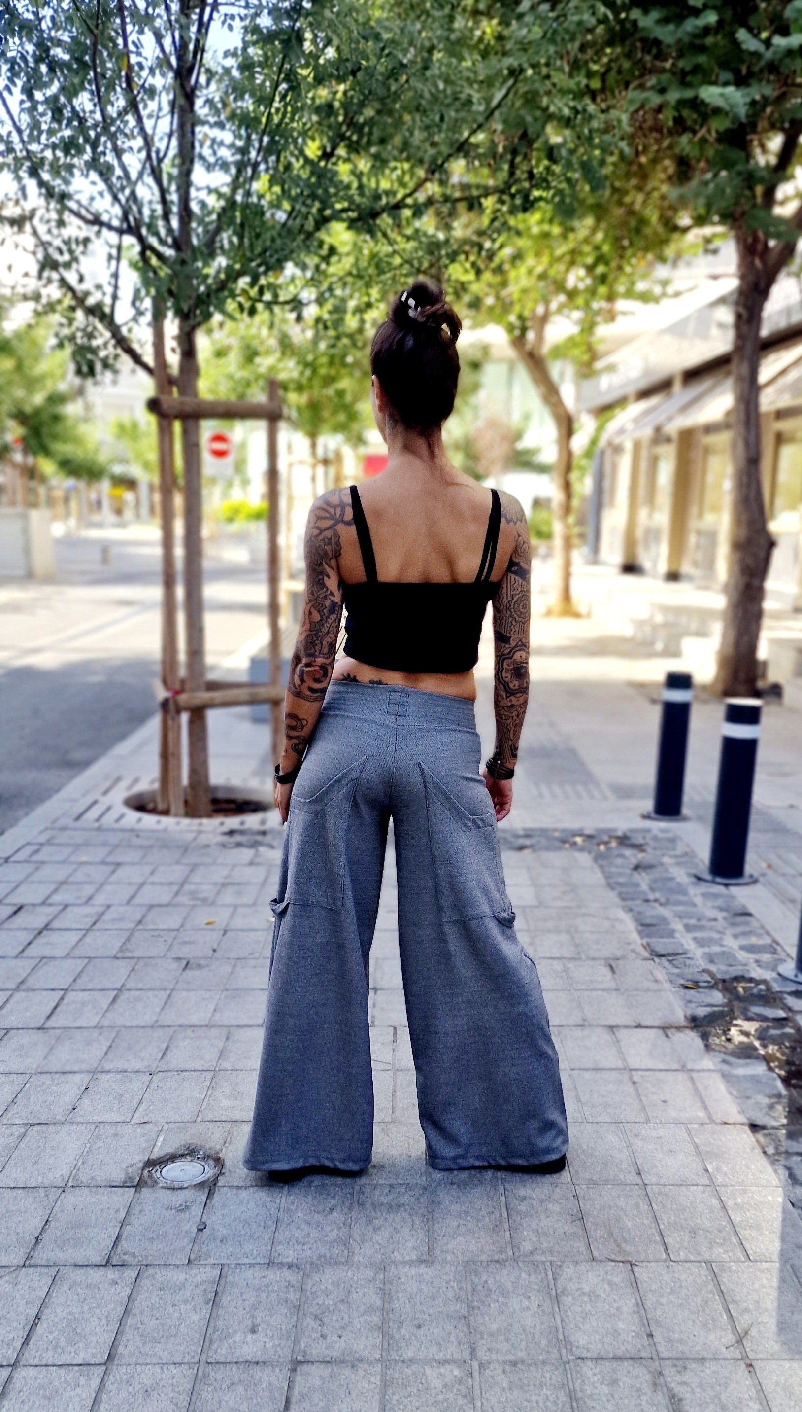 New Loose Wide Leg Pants / Extravagant High Rise Palazzo Pants / Cyberpunk Cargo Style Trousers