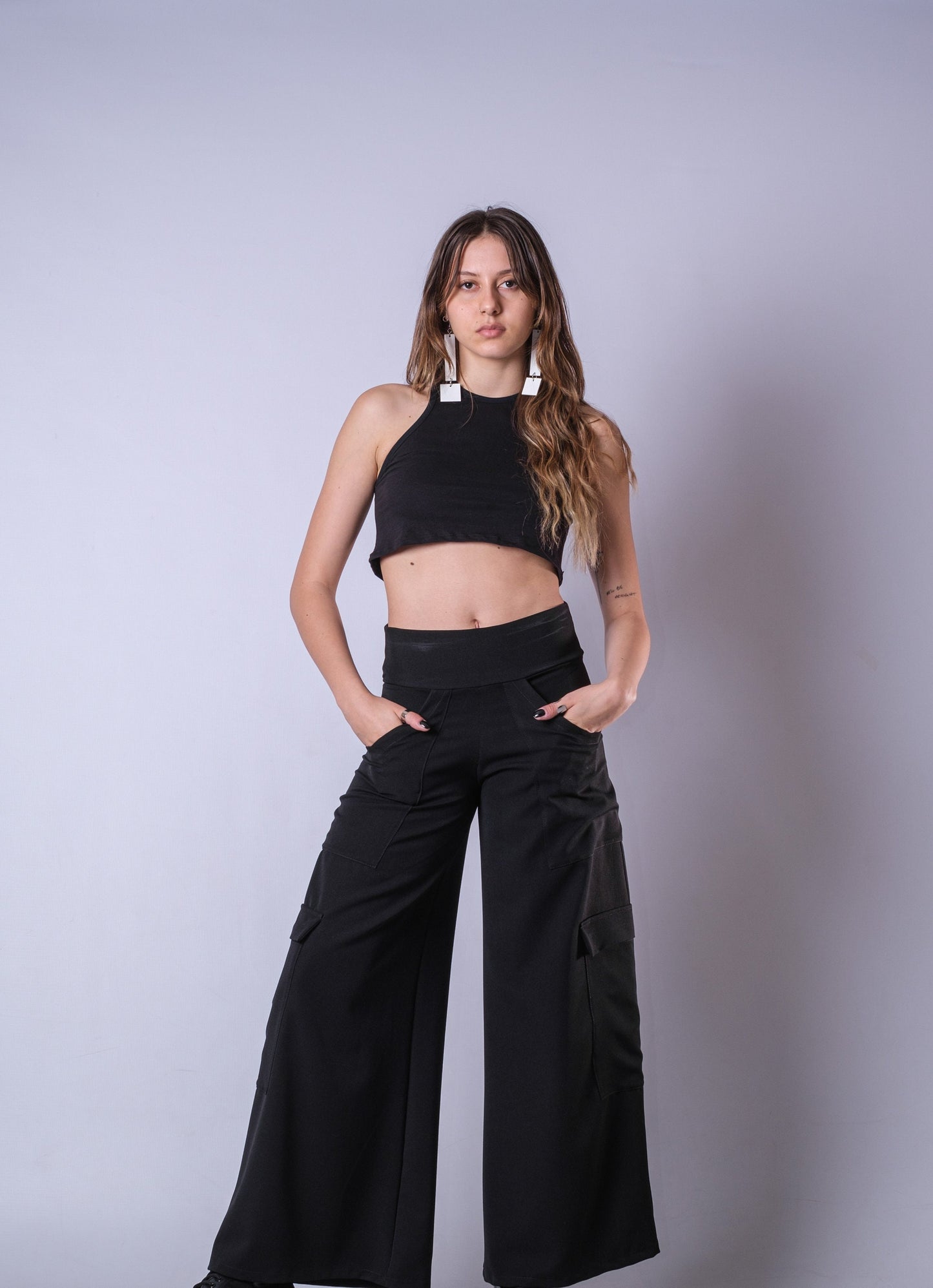 High Waist Black Loose Wide Leg Pants
