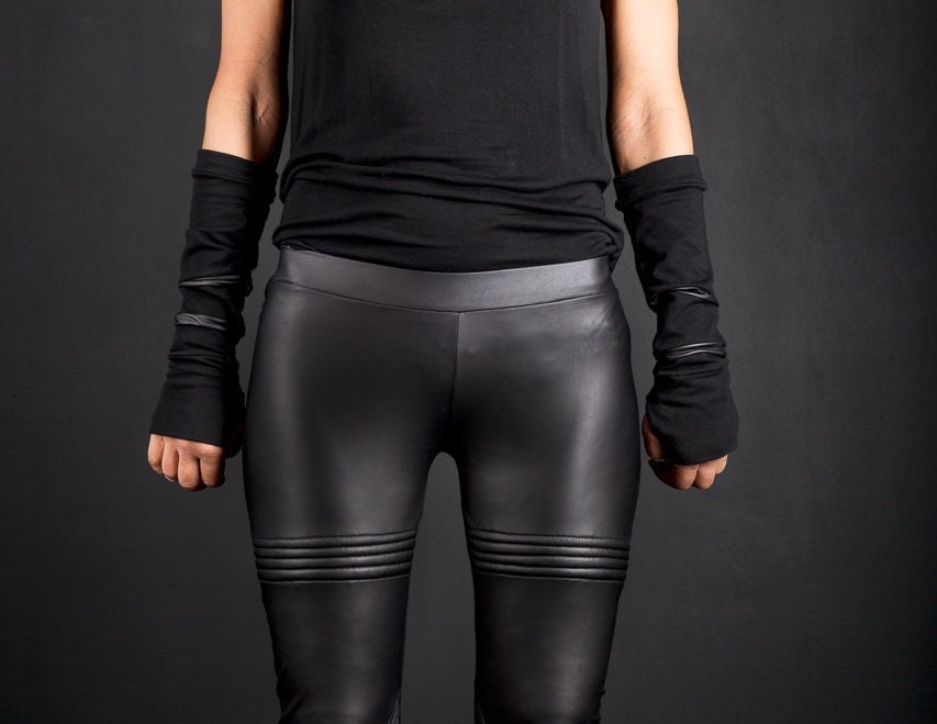 Long Fingerless Thumb Hole Gloves