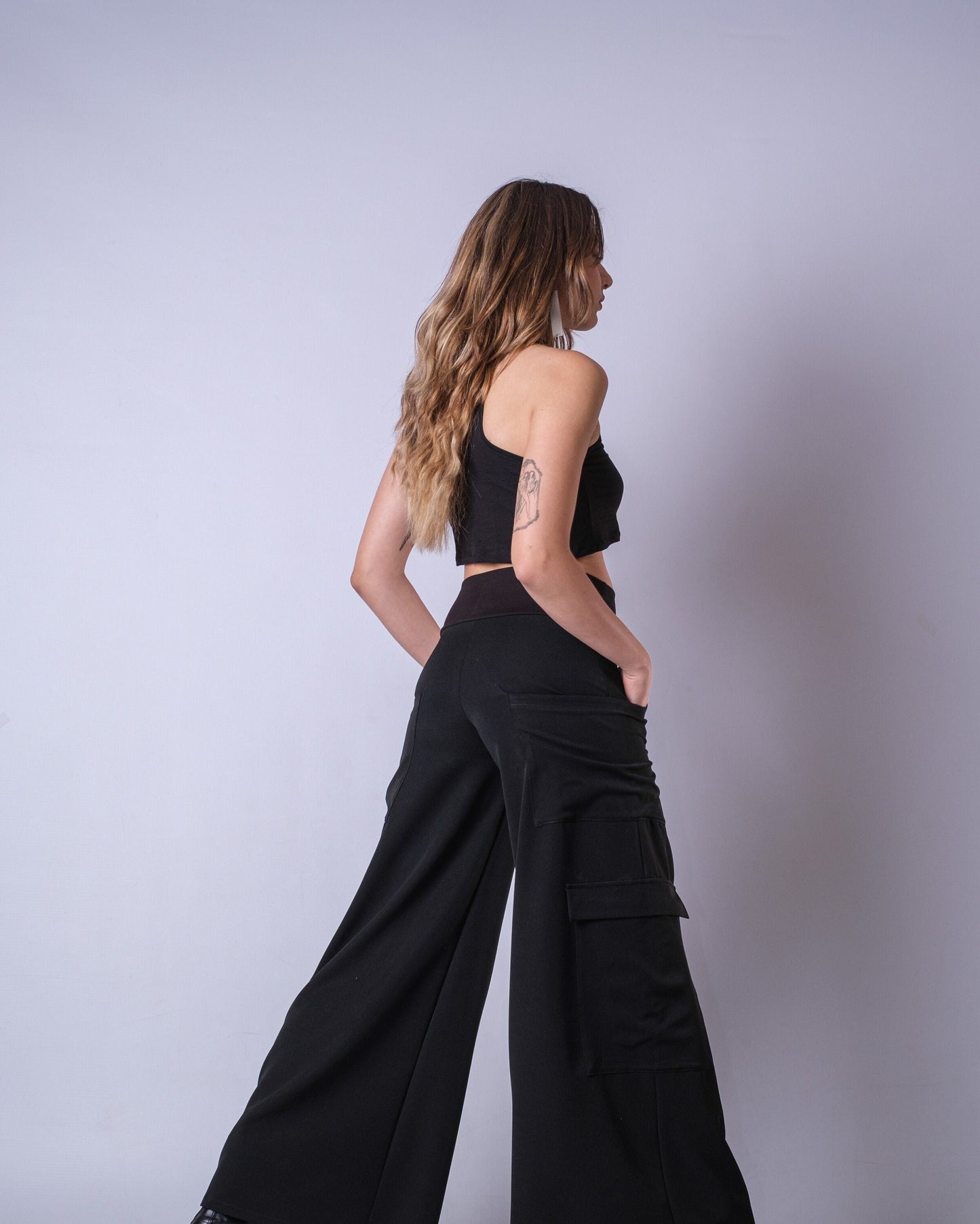 High Waist Black Loose Wide Leg Pants