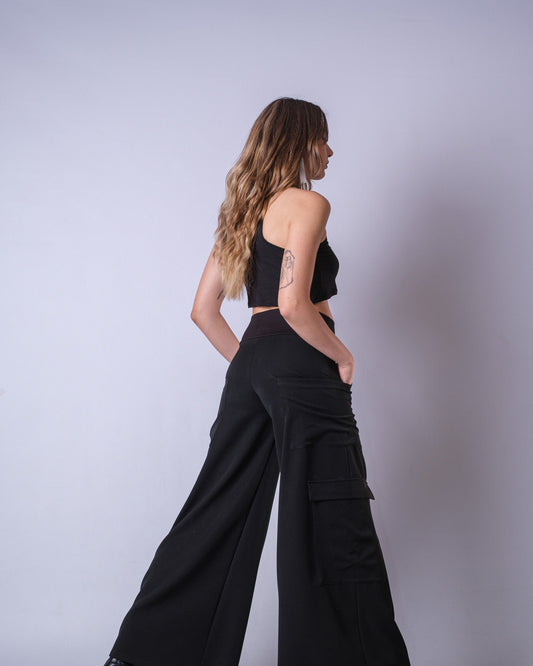 High Waist Black Loose Wide Leg Pants