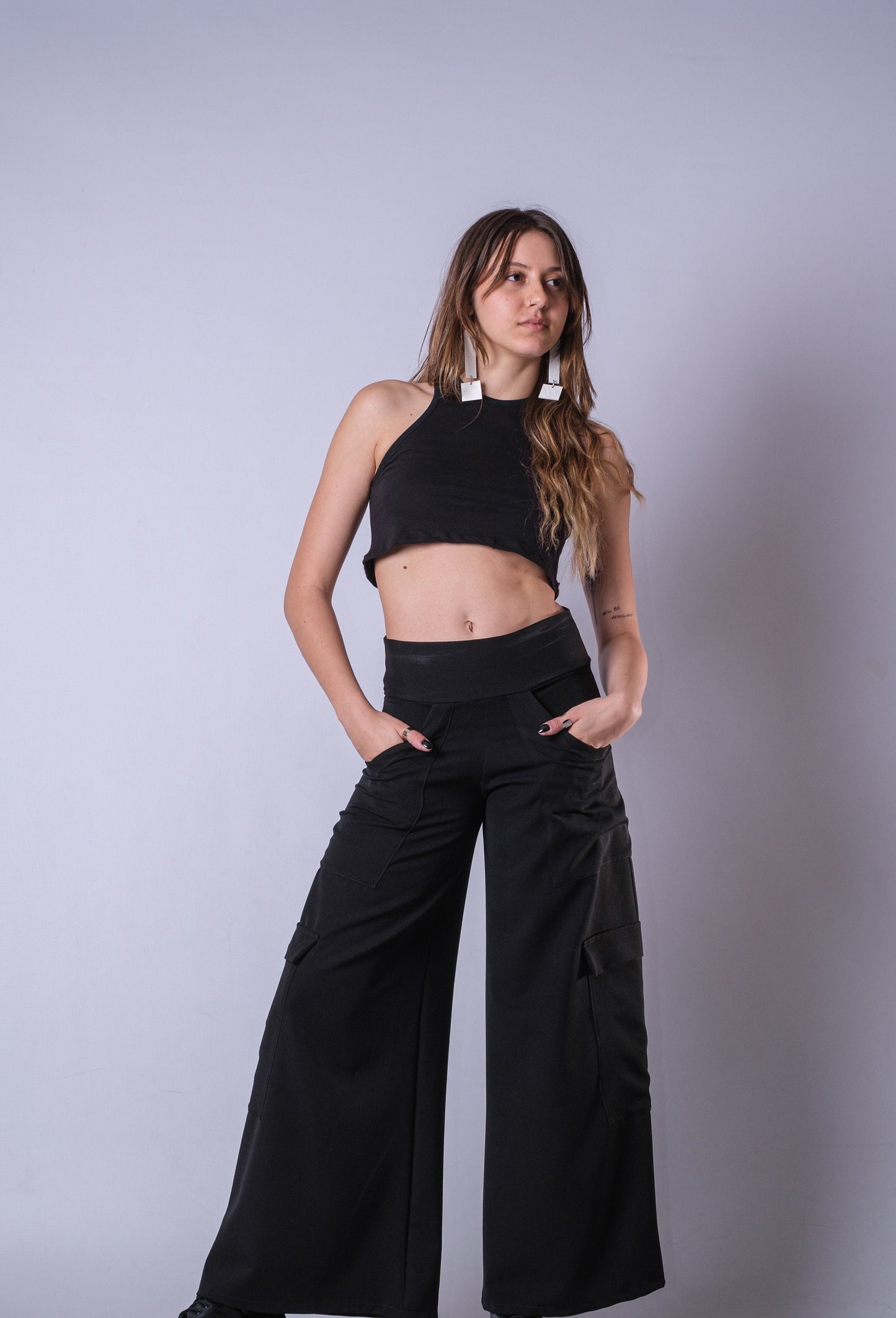 High Waist Black Loose Wide Leg Pants