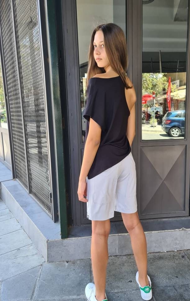 Cotton Lycra High Rise Bermuda Shorts