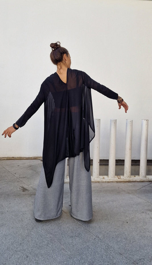 Women's Sheer Asymmetric Shirt Tunic