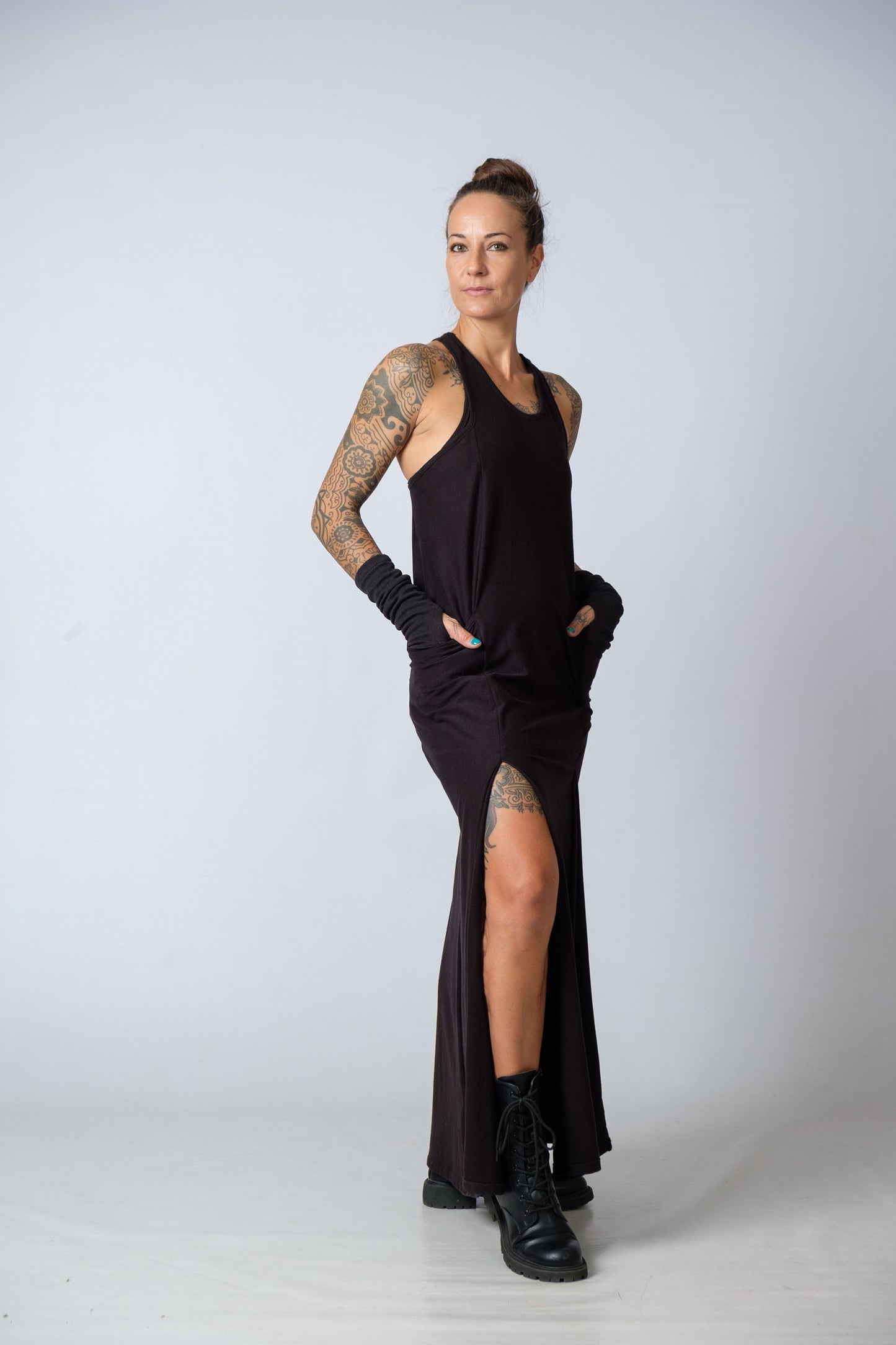 New Maxi Black Racer Back Dress