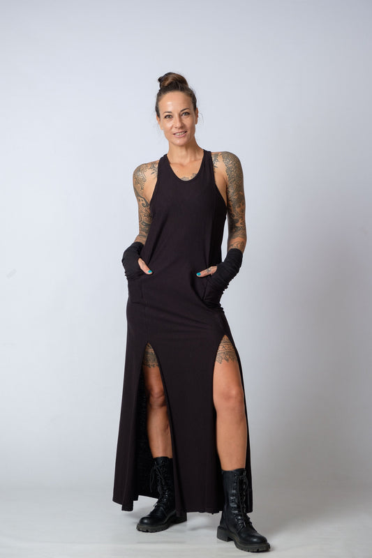 New Maxi Black Racer Back Dress