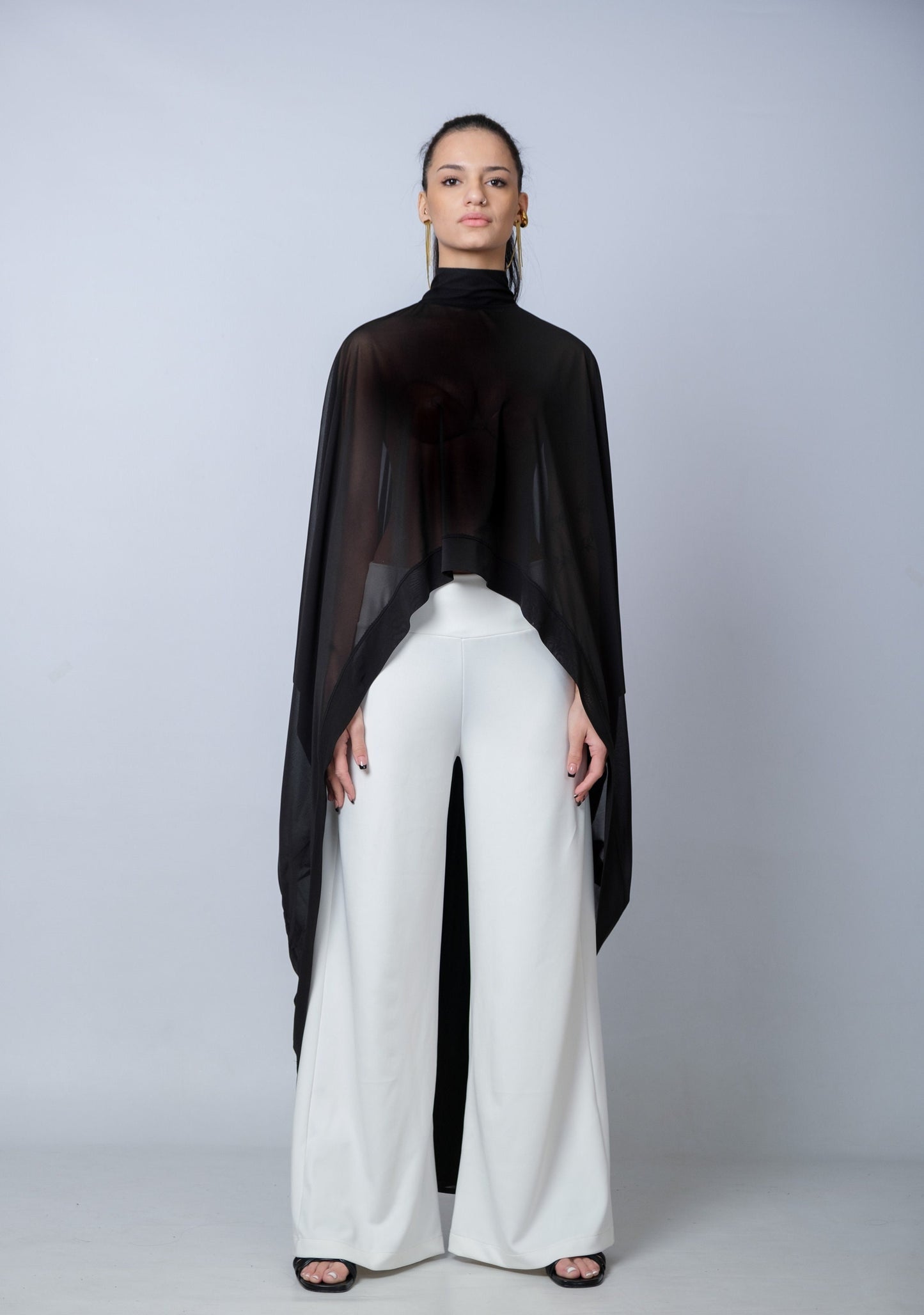 Women's White Elastic Waist Jersey Pants