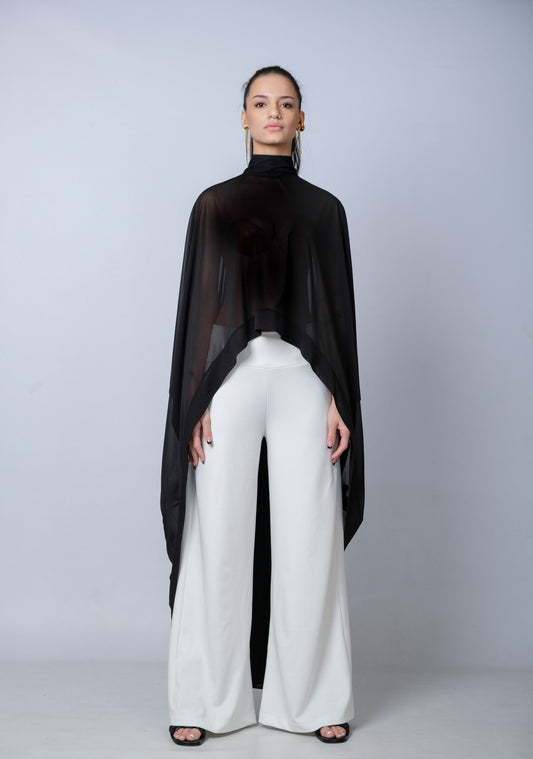 Women's White Elastic Waist Jersey Pants