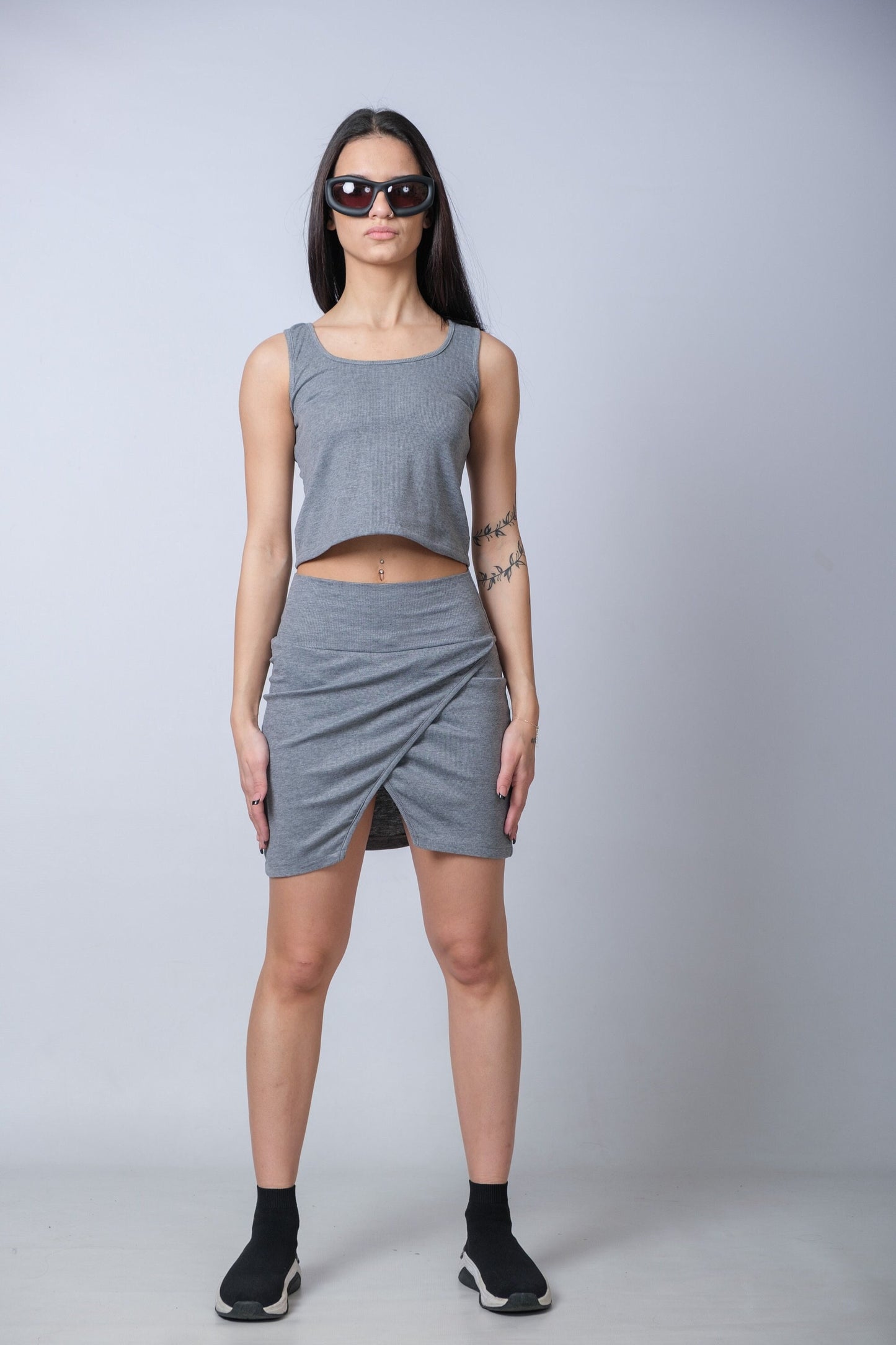 Fitted Slit Mini Skirt