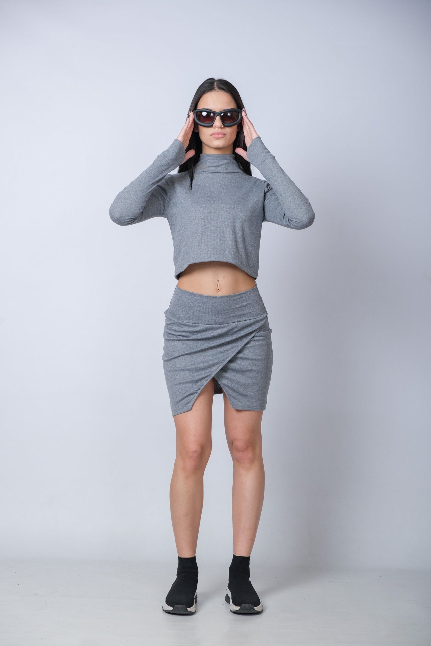 New Cotton Loose Turtleneck Crop Top